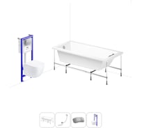 Комплект 5 в 1 Lavinia Boho Catani акриловая ванна 160x80 см, с инсталляцией и подвесным унит 20221089R