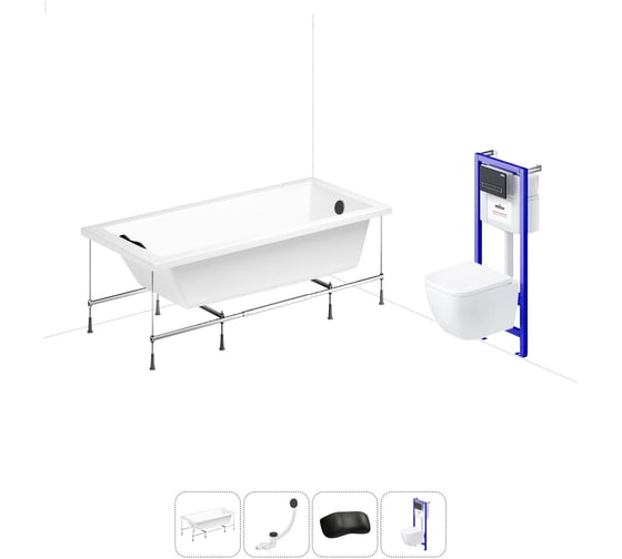 Комплект 5 в 1 Lavinia Boho Catani акриловая ванна 170x80 см, с инсталляцией и подвесным унит 20221103R 1