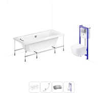 Комплект 5 в 1 Lavinia Boho Evan акриловая ванна 180x80 см, с инсталляцией и подвесным унитаз 20221109R