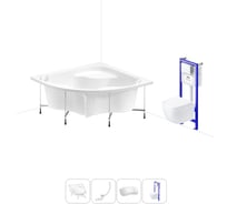 Комплект 5 в 1 Lavinia Boho Aveo акриловая ванна 150x150 см, с инсталляцией и подвесным унита 20221210R
