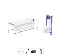 Комплект 5 в 1 Lavinia Boho Biore акриловая ванна 150x70 см, с инсталляцией и подвесным унита 20221067R