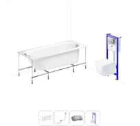 Комплект 5 в 1 Lavinia Boho Biore акриловая ванна 160x70 см, с инсталляцией и подвесным унита 20221069R