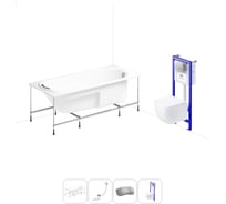 Комплект 5 в 1 Lavinia Boho Bristol акриловая ванна 150x75 см, с инсталляцией и подвесным уни 20221153R