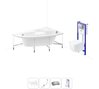 Комплект 5 в 1 Lavinia Boho Bell Pro акриловая ванна 150x100 см, с инсталляцией и подвесным у 20221185R
