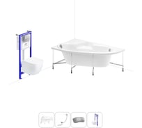 Комплект 5 в 1 Lavinia Boho Bell Pro акриловая ванна 170x110 см, с инсталляцией и подвесным у 20221197R