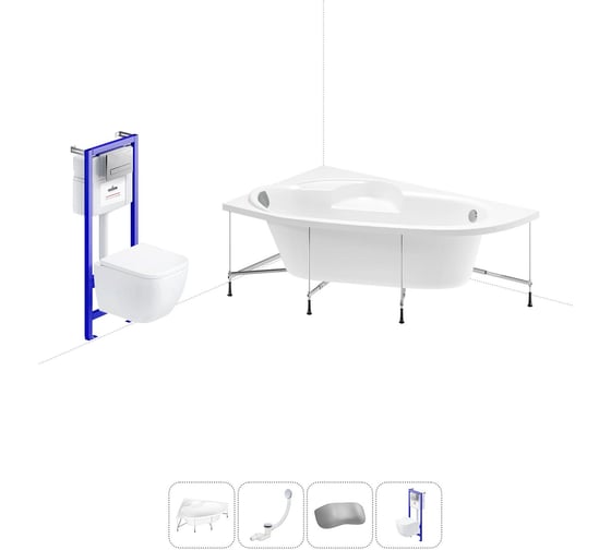 Комплект 5 в 1 Lavinia Boho Bell Pro акриловая ванна 170x110 см, с инсталляцией и подвесным у 20221197R 1