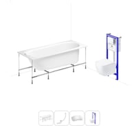 Комплект 5 в 1 Lavinia Boho Biore акриловая ванна 150x70 см, с инсталляцией и подвесным унита 20221066R