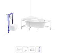 Комплект 5 в 1 Lavinia Boho Bell Pro акриловая ванна 140x95 см, с инсталляцией и подвесным ун 20221176R