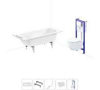 Комплект 5 в 1 Sanitana BLB Universal 3,5 стальная ванна 160x70 с инсталляцией и подвесным унитазом 20220830R