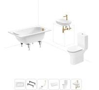 Комплект 6 в 1 Sanitana BLB Europa 2,2 стальная ванна 120x70 с напольным унитазом и раковиной 20220588R