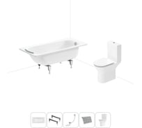 Комплект 5 в 1 Sanitana BLB Universal 3,5 стальная ванна 150x70 с напольным унитазом 20220693R