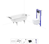 Комплект 5 в 1 Sanitana BLB Universal 3,5 стальная ванна 150x70 с инсталляцией и подвесным унитазом 20220823R