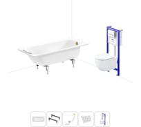 Комплект 5 в 1 Sanitana BLB Universal 3,5 стальная ванна 160x70 с инсталляцией и подвесным унитазом 20220832R