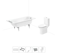 Комплект 5 в 1 Sanitana BLB Universal 3,5 стальная ванна 160x70 с напольным унитазом 20220709R