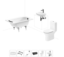 Комплект 6 в 1 Sanitana BLB Europa 2,2 стальная ванна 105x70 с напольным унитазом и раковиной 20220571R