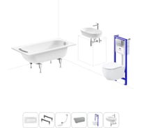 Комплект 6 в 1 Sanitana BLB Europa 2,2 стальная ванна 140x70 с инсталляцией, подвесным унитазом 20220785R