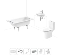 Комплект 6 в 1 Sanitana BLB Europa 2,2 стальная ванна 140x70 с напольным унитазом и раковиной 20220617R