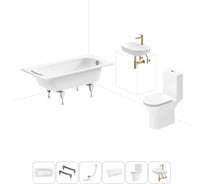 Комплект 6 в 1 Sanitana BLB Europa 2,2 стальная ванна 140x70 с напольным унитазом и раковиной 20220620R