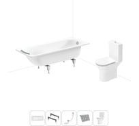 Комплект 5 в 1 Sanitana BLB Universal 3,5 стальная ванна 170x75 с напольным унитазом 20220741R