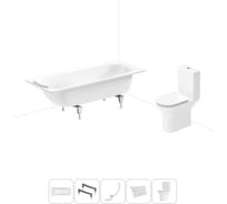 Комплект 5 в 1 Sanitana BLB Universal 3,5 стальная ванна 170x75 с напольным унитазом 20220742R
