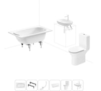 Комплект 6 в 1 Sanitana BLB Europa 2,2 стальная ванна 105x70 с напольным унитазом и раковиной 20220570R