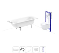 Комплект 5 в 1 Sanitana BLB Universal 3,5 стальная ванна 170x75 с инсталляцией и подвесным унитазом 20220846R