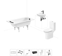 Комплект 6 в 1 Sanitana BLB Europa 2,2 стальная ванна 140x70 с напольным унитазом и раковиной 20220619R