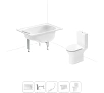 Комплект 5 в 1 Sanitana BLB Europa Mini стальная ванна 105x70 с напольным унитазом 20220550R