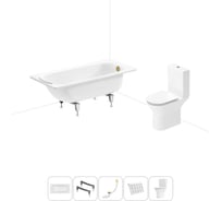 Комплект 5 в 1 Sanitana BLB Universal 3,5 стальная ванна 150x70 с напольным унитазом 20220696R
