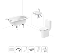 Комплект 6 в 1 Sanitana BLB Europa 2,2 стальная ванна 105x70 с напольным унитазом и раковиной 20220569R