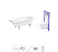 Комплект 5 в 1 Sanitana BLB Universal 3,5 стальная ванна 160x70 с инсталляцией и подвесным унитазом 20220829R