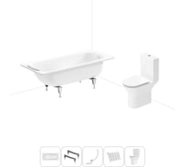 Комплект 5 в 1 Sanitana BLB Universal 3,5 стальная ванна 160x70 с напольным унитазом 20220710R