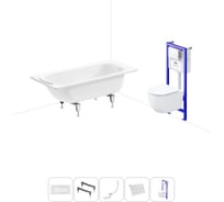 Комплект 5 в 1 Sanitana BLB Universal 3,5 стальная ванна 150x70 с инсталляцией и подвесным унитазом 20220822R
