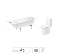 Комплект 5 в 1 Sanitana BLB Universal 3,5 стальная ванна 170x70 с напольным унитазом 20220725R