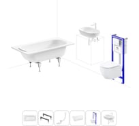 Комплект 6 в 1 Sanitana BLB Europa 2,2 стальная ванна 140x70 с инсталляцией, подвесным унитазом 20220786R