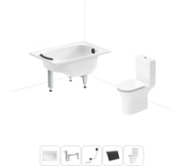 Комплект 5 в 1 Sanitana BLB Europa Mini стальная ванна 105x70 с напольным унитазом 20220551R