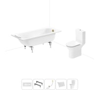 Комплект 5 в 1 Sanitana BLB Universal 3,5 стальная ванна 160x70 с напольным унитазом 20220712R