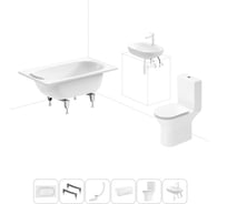 Комплект 6 в 1 Sanitana BLB Europa 2,2 стальная ванна 120x70 с напольным унитазом и раковиной 20220586R