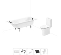 Комплект 5 в 1 Sanitana BLB Universal 3,5 стальная ванна 160x70 с напольным унитазом 20220711R