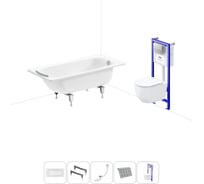 Комплект 5 в 1 Sanitana BLB Universal 3,5 стальная ванна 150x70 с инсталляцией и подвесным унитазом 20220821R