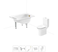 Комплект 5 в 1 Sanitana BLB Europa Mini стальная ванна 105x70 с напольным унитазом 20220552R