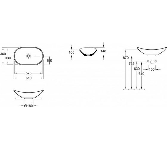 Раковина Villeroy & Boch My Nature шгв 610x360x150 CeramicPlus цвет-альпийский белый 411060R1