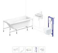 Комплект 6 в 1 Lavinia Boho Rock акриловая ванна 170x75 с инсталляцией, подвесным унитазом 20221322R