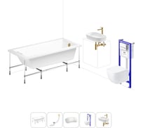 Комплект 6 в 1 Lavinia Boho Catani акриловая ванна 170x80 с инсталляцией, подвесным унитазом 20221288R