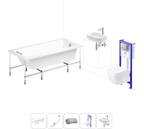 Комплект 6 в 1 Lavinia Boho Element акриловая ванна 170x80 с инсталляцией, подвесным унитазом 20221245R