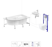 Комплект 6 в 1 Lavinia Boho Grance Hill акриловая ванна 170x105 с инсталляцией, подвесным унитазом 20221353R
