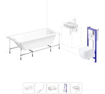 Комплект 6 в 1 Lavinia Boho One акриловая ванна 150x70 с инсталляцией, подвесным унитазом 20221226R