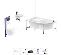 Комплект 6 в 1 Lavinia Boho Grance Hill акриловая ванна 170x105 с инсталляцией, подвесным унитазом 20221351R