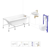 Комплект 6 в 1 Lavinia Boho Rock акриловая ванна 160x75 с инсталляцией, подвесным унитазом 20221320R