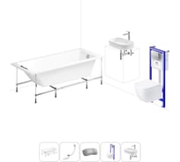 Комплект 6 в 1 Lavinia Boho One акриловая ванна 140x70 с инсталляцией, подвесным унитазом 20221221R